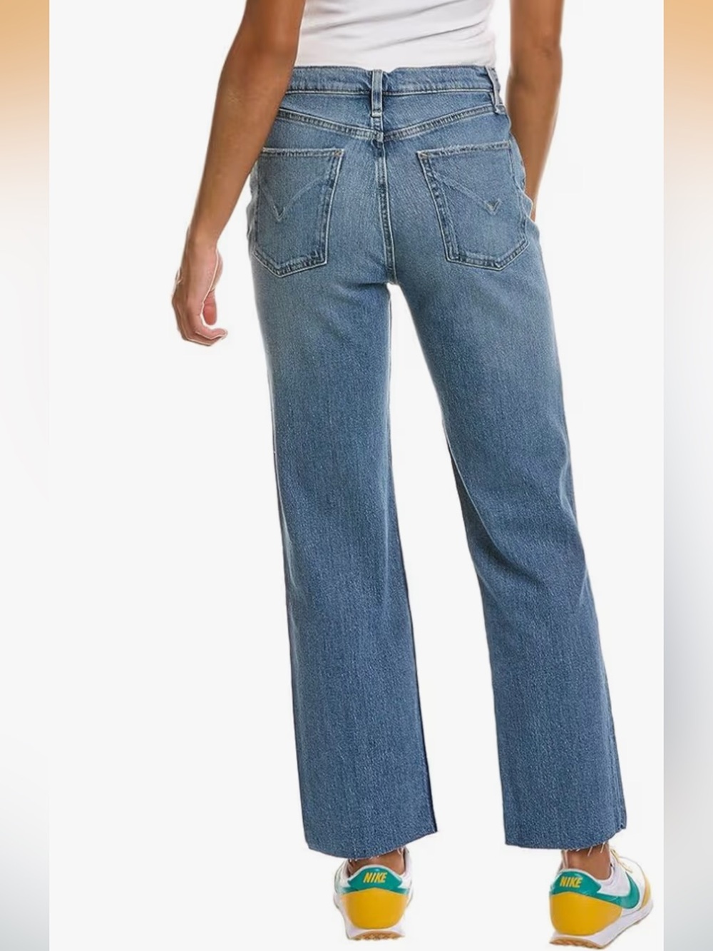 Hudson jeans denim canal wash straight leg frayed hem cutoff high rise size 27